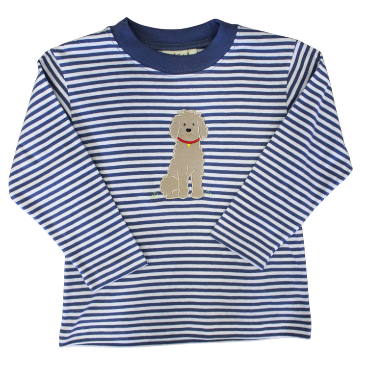 Luigi Kids Navy Stripe Sitting Dog Shirt