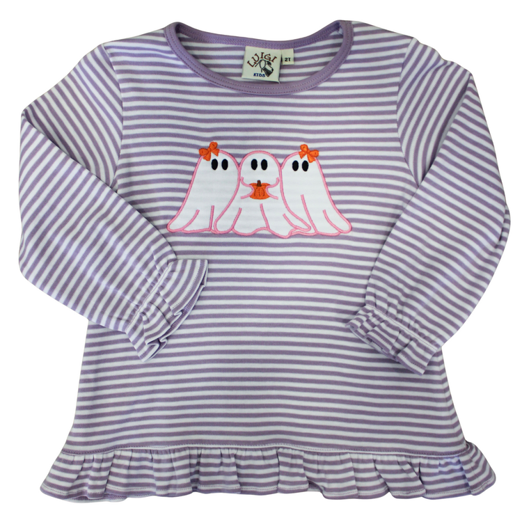 Luigi Kids Lavender Stripe Ghosts w/Pumpkin Swing Top