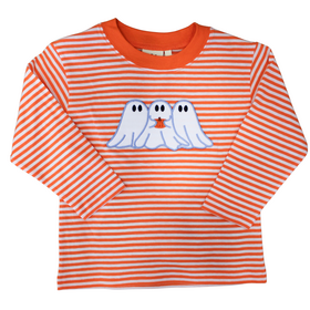 Luigi Kids Orange Stripe Ghosts w/Pumpkin LS Shirt
