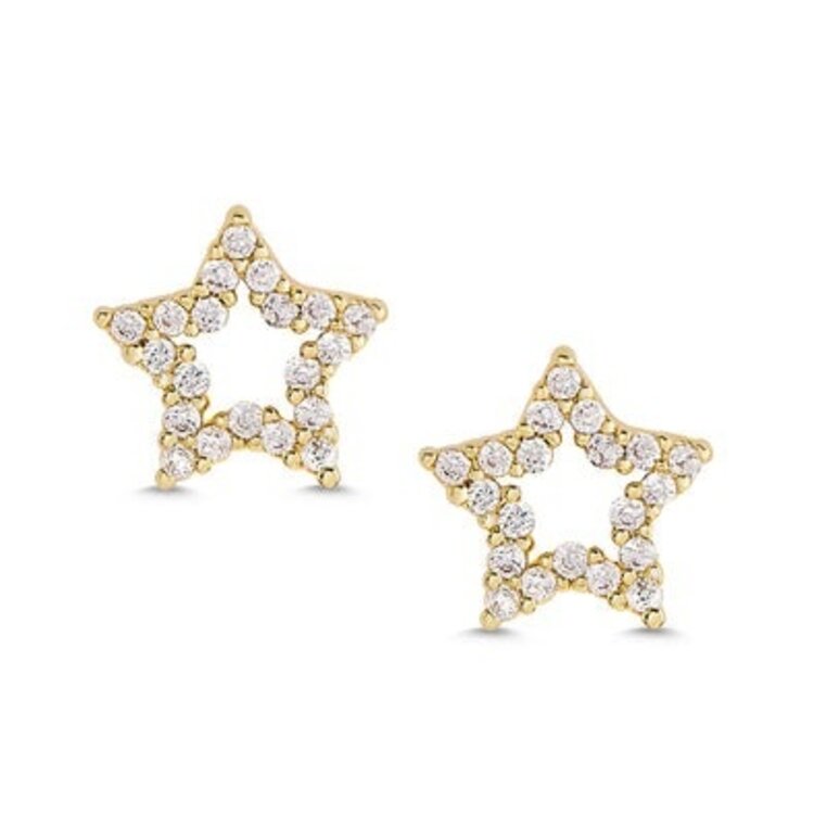 Lily Nily Open Star Gold CZ Earrings SS