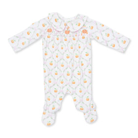 Angel Dear Pretty Pumpkin Trellis Smocked Footie