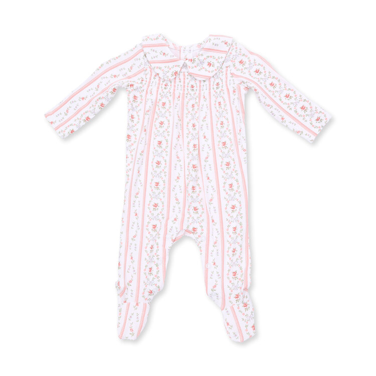 Angel Dear Marnie Rosebud Stripe Smocked Footie