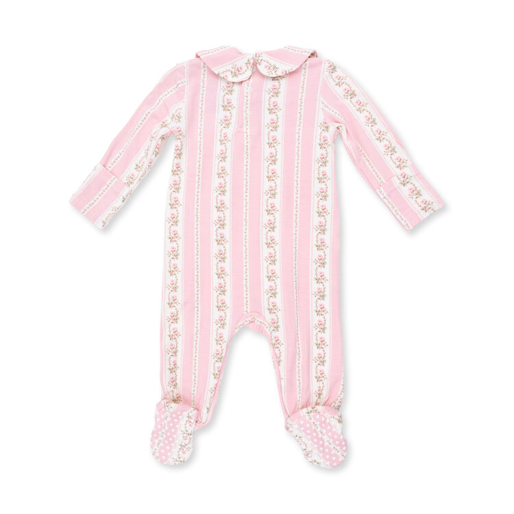 Angel Dear Antoinette Stripe Smocked Snap Footie