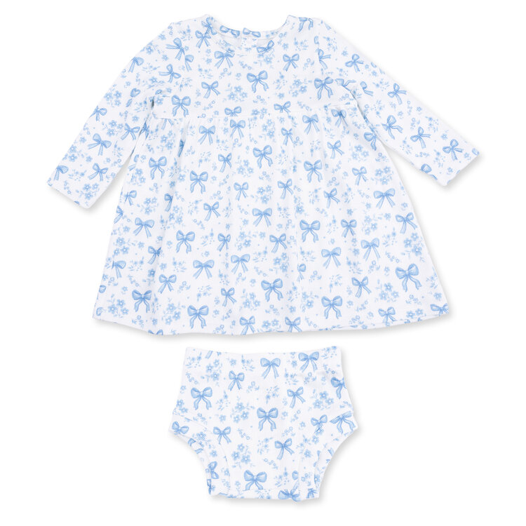 Angel Dear Blue Bows and Flowers Dress Set