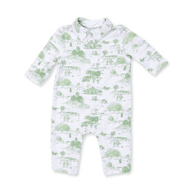 Angel Dear Golf Toile Green Polo Romper