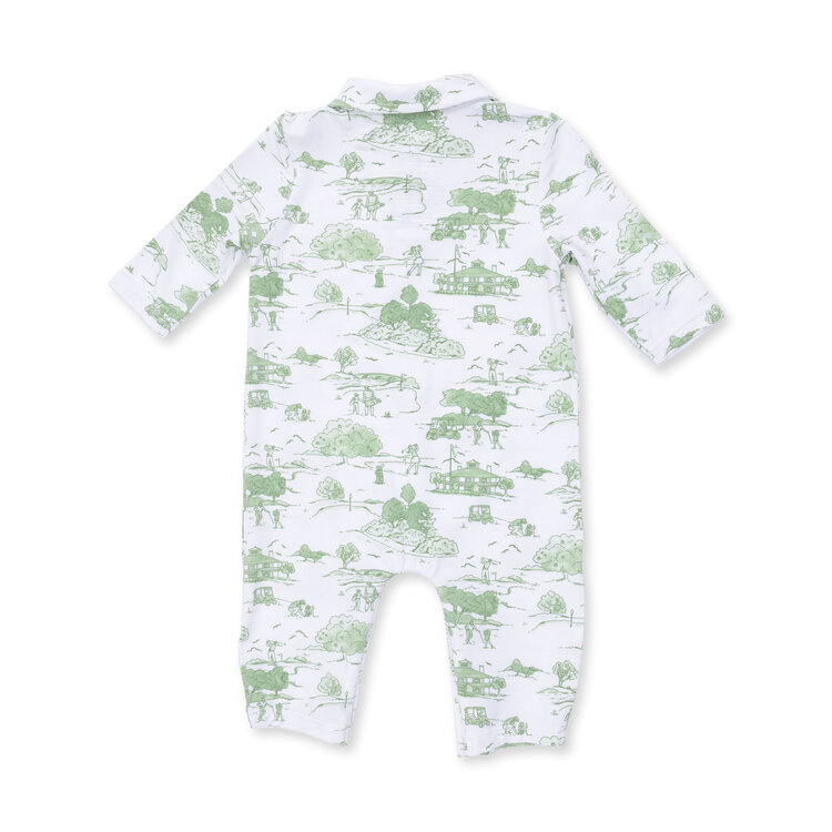 Angel Dear Golf Toile Green Polo Romper
