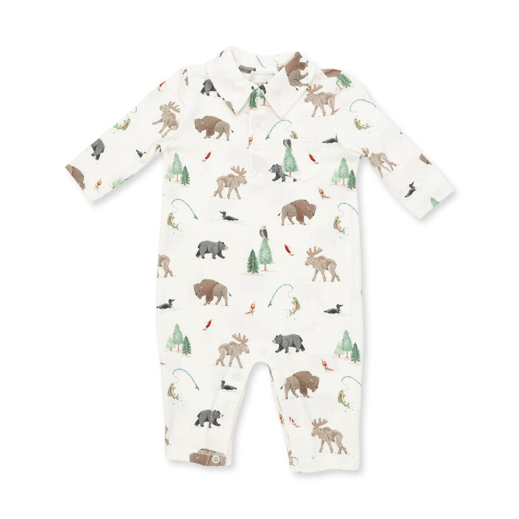 Angel Dear Northern Woodland Animals Polo Romper