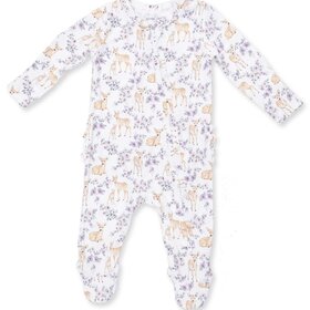 Wee Ones Floral Deer Zipper Footie