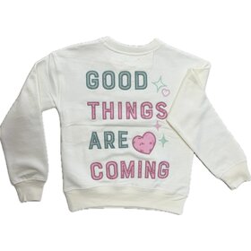 Paper Flower Good Things Are Coming Applque Sweatshirt