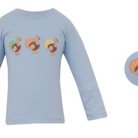 Claire & Charlie Blue Knit Turkey LS Shirt