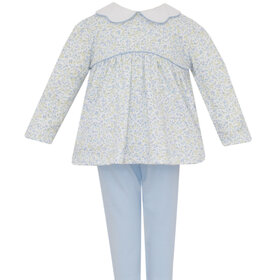 Petit Bebe Blue Floral Caroline Tunic Set