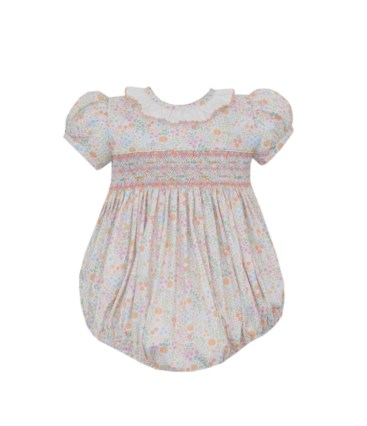 Petit Bebe Orange Floral Pumpkin Print Bubble