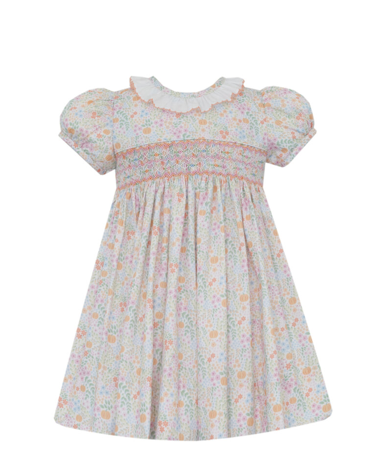 Petit Bebe Orange Floral Pumpkin Print Dress