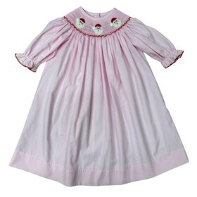 Delaney Pink Santa Smocked LS Bishop Dress