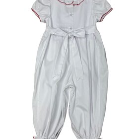Whimsy Bay Holiday Holly Smocked Ruffle Romper