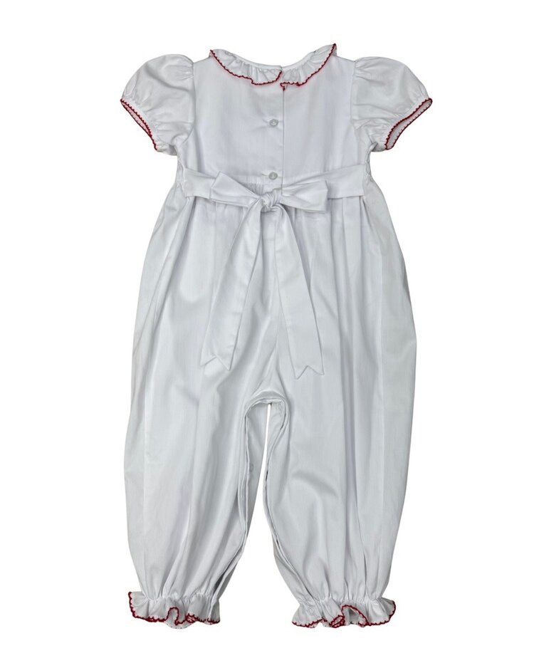 Whimsy Bay Holiday Holly Smocked Ruffle Romper