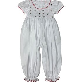 Whimsy Bay Holiday Holly Smocked Ruffle Romper