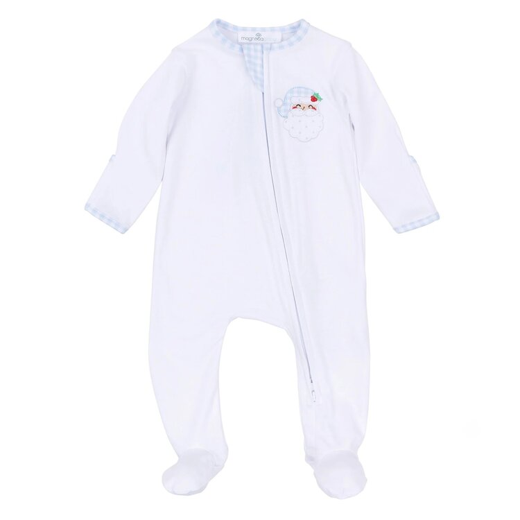 Magnolia Baby Sweet St Nick Applique Footie - Light Blue