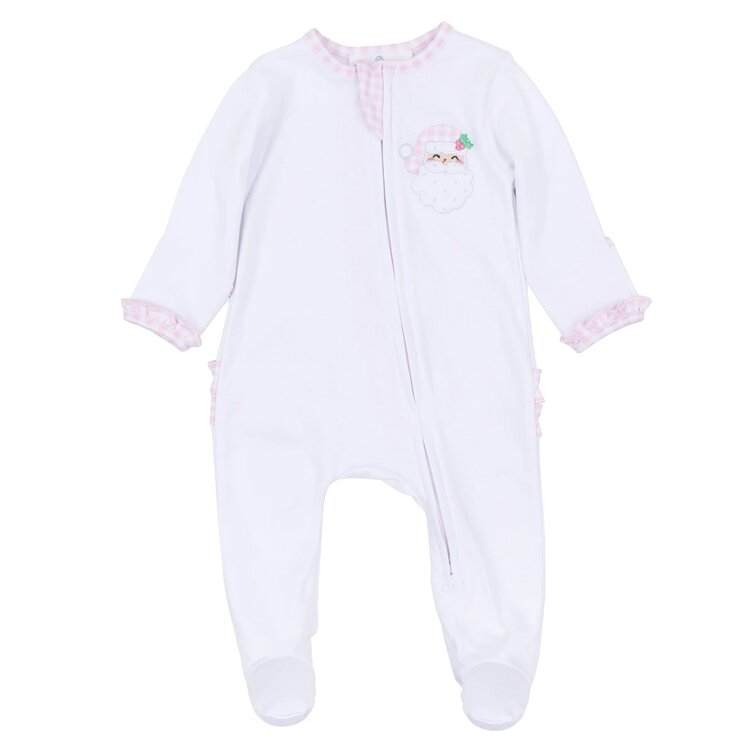 Magnolia Baby Sweet St Nick First Christmas Pink Ruffle Footie