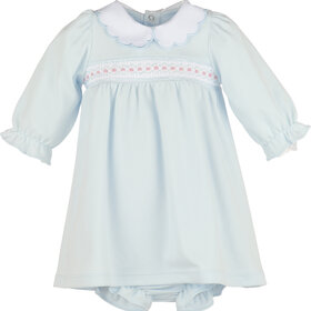 Luli&Me Warm Winter Home Smock Dress Blue