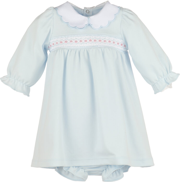 Luli&Me Warm Winter Home Smock Dress Blue