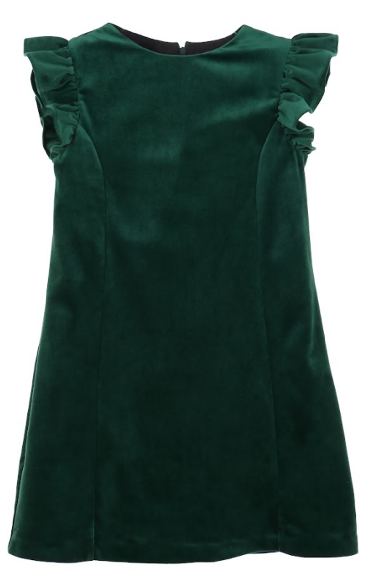 Maria Casero Velvet Shift Dress Green
