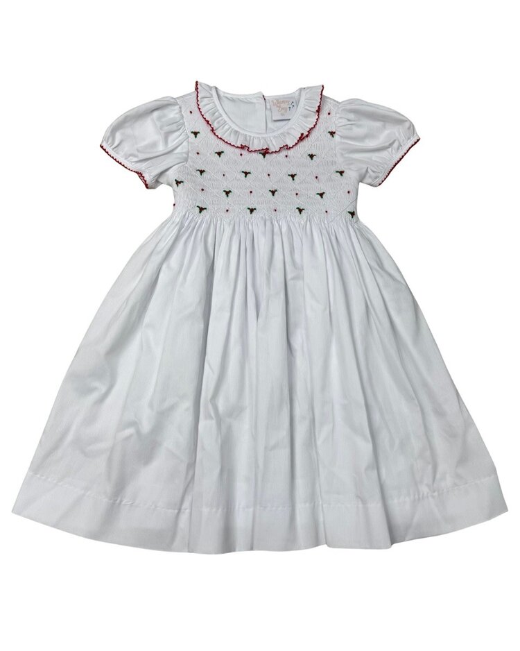 Whimsy Bay Holiday Holly Smocked Ruffle Dress