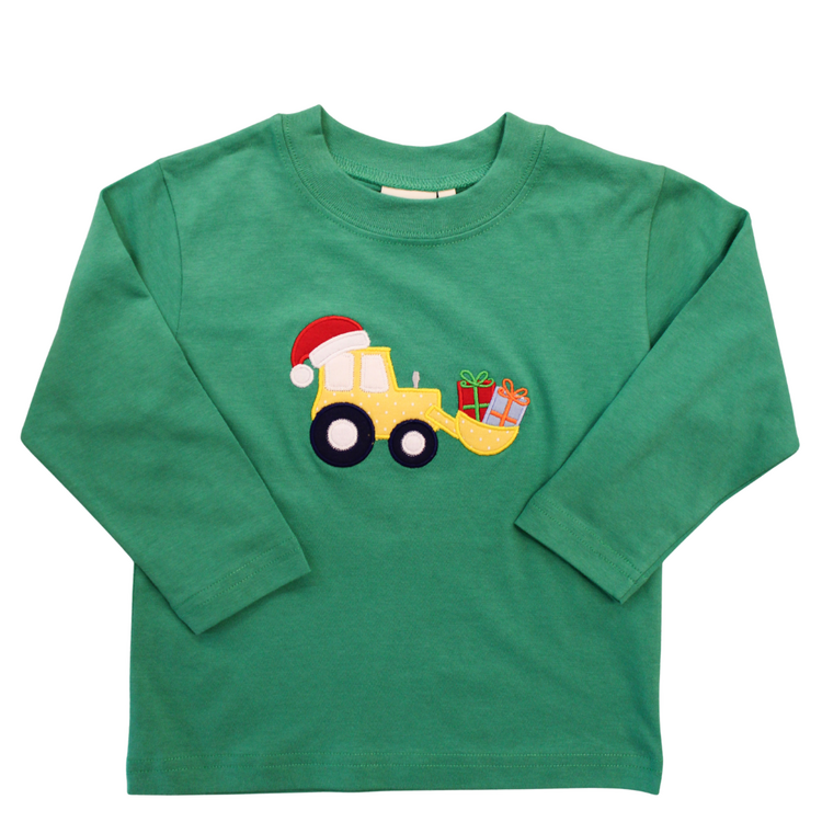 Luigi Kids Excavator w/Gifts & Santa Hat Green LS Shirt