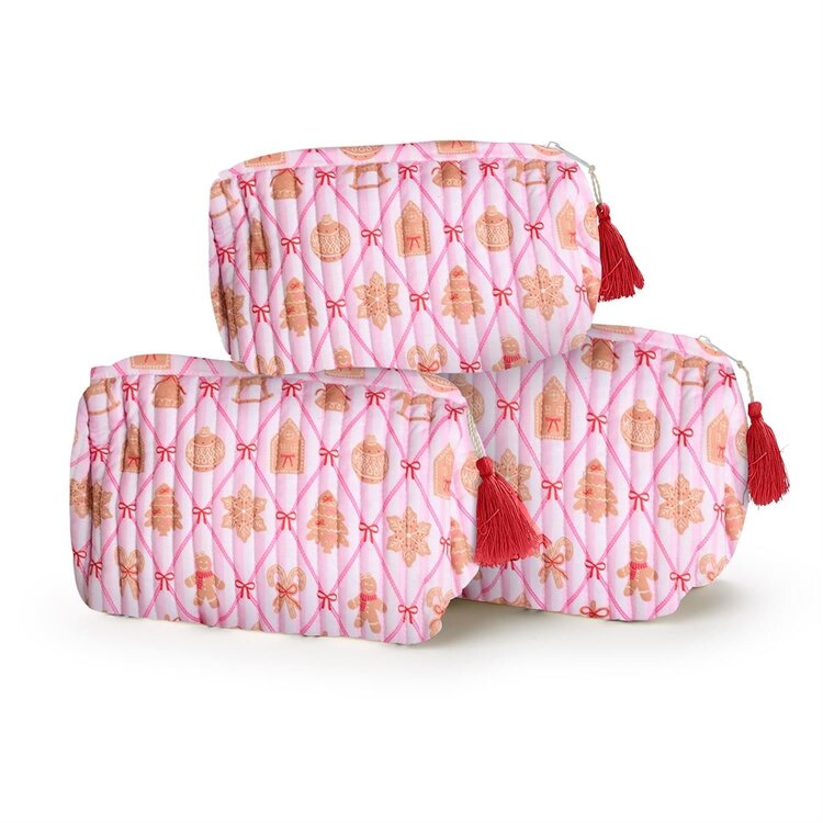 Two's Company Pink Gingerbread Printed Pouch