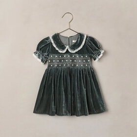 Nora Lee Green Velour Elizabeth Dress