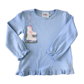 The Smiley Crab Blue Ruffle Bottom Ice Skate Shirt