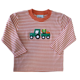 The Smiley Crab Orange Stripe Turkey Tractor Shirt