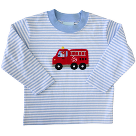 The Smiley Crab Blue Stripe Firetruck Shirt