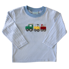 The Smiley Crab Blue Stripe Tool Train Shirt