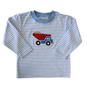 The Smiley Crab Dump Truck Blue Striped Shirt