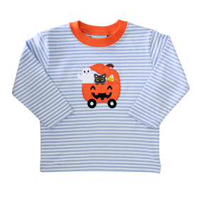 The Smiley Crab Blue Stripe Pumpkin, Ghost, Cat Shirt