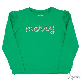 Azarhia Green Sequin Merry Sweatshirt