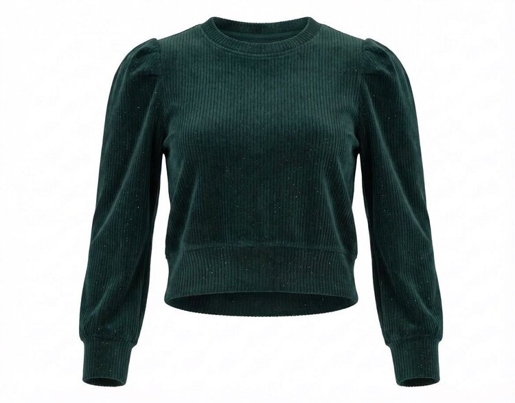 Pleat Peyton Top Dark Green Velour