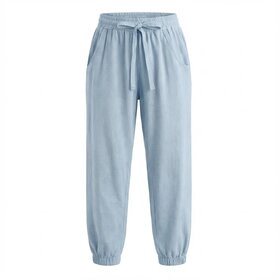 Pleat Janie Joggers Light Blue