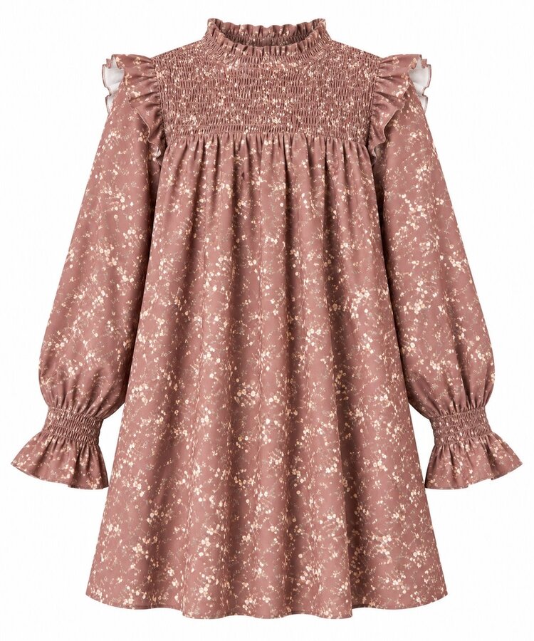 Pleat Lottie Dress Brown Sugar Blooms