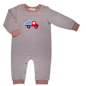 Ishtex Brown Stripe Dump Truck w/Football Romper