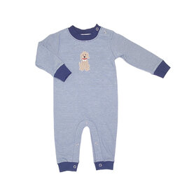 Ishtex Navy Stripe LS Dog Romper