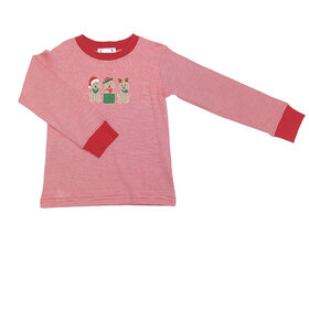 Ishtex Red Stripe Holiday Dogs LS Shirt