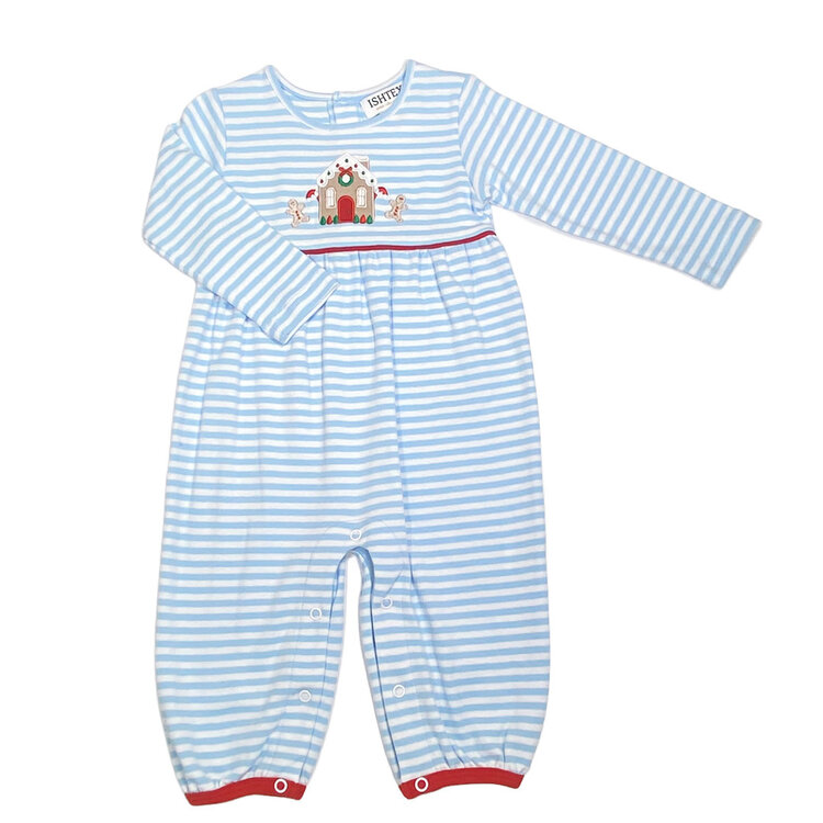 Ishtex Blue Stripe Gingerbread Romper