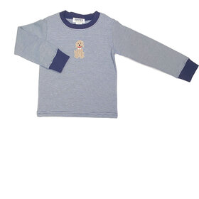 Ishtex Navy Stripe LS Dog Shirt