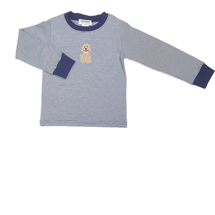 Ishtex Navy Stripe LS Dog Shirt