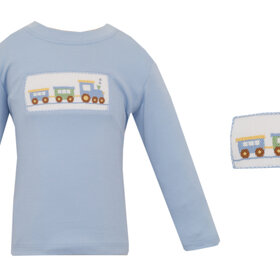 Anavini Lt. Blue Smocked Train Shirt