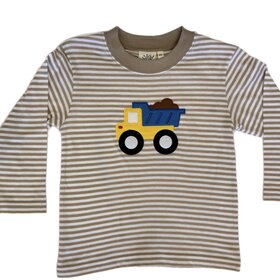 Luigi Kids Brown Stripe Dump Truck With Dirt LS Shirt