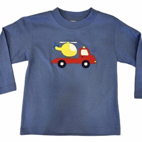 Luigi Kids Blue Helicopter on Truck LS Shirt
