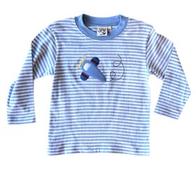 Luigi Kids Blue Stripe Airplane LS Shirt